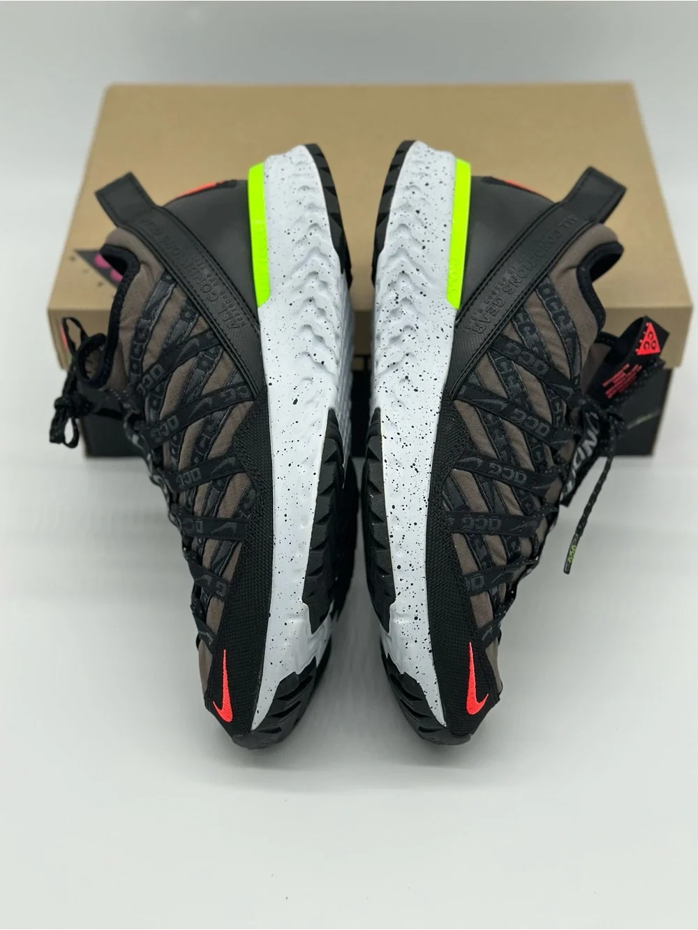 Nike Men’s Black Sneakers with Neon Green & Red Accents